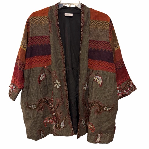 Soft Surroundings Izmir Tapestry Patchwork Boho Cardigan Jacket - Size 2X - Picture 3 of 7